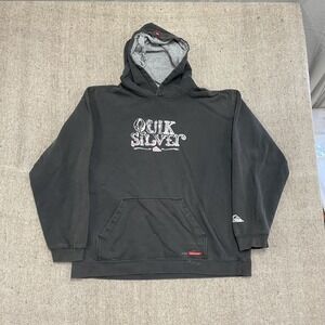 vintage QuickSilver hoodie mens large black 2000s y2k surfing skateboard